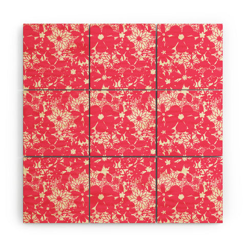 Joy Laforme Floral Rainforest In Coral Pink Wood Wall Mural
