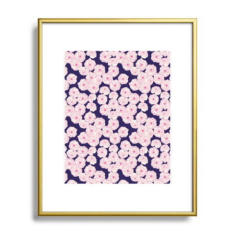 Joy Laforme Floral Sophistication In Navy Metal Framed Art Print