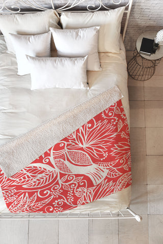 Joy Laforme Folklore Garden Bird Fleece Throw Blanket