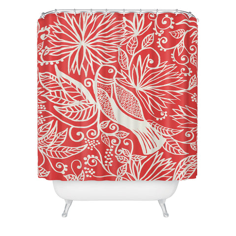 Joy Laforme Folklore Garden Bird Shower Curtain