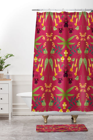 Joy Laforme Holiday Garden Shower Curtain And Mat