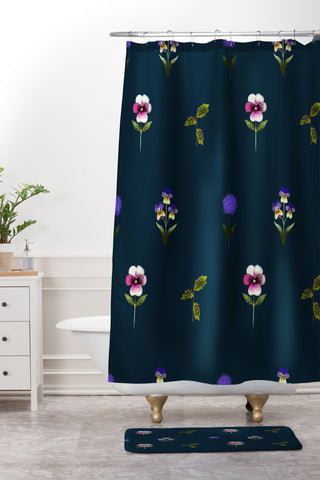 Joy Laforme Jewel Floral Shower Curtain And Mat