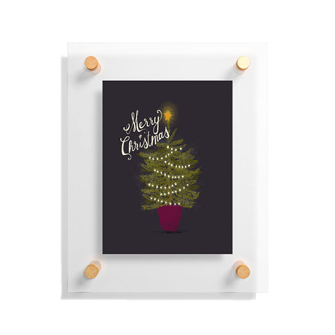 Joy Laforme Merry Christmas Little Tree Floating Acrylic Print