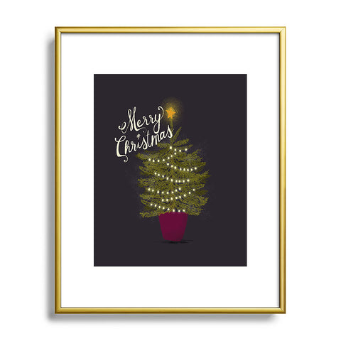 Joy Laforme Merry Christmas Little Tree Metal Framed Art Print