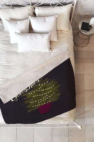 Joy Laforme Merry Christmas Little Tree Fleece Throw Blanket