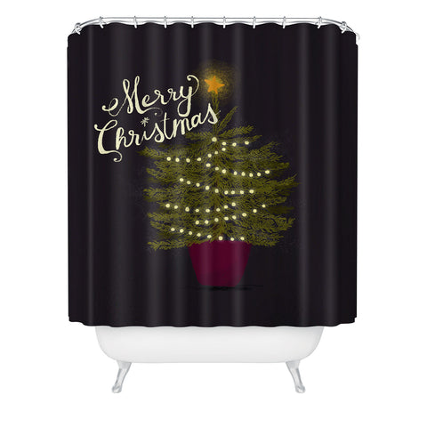 Joy Laforme Merry Christmas Little Tree Shower Curtain