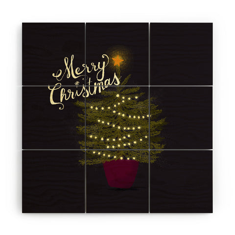 Joy Laforme Merry Christmas Little Tree Wood Wall Mural