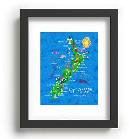 Joy Laforme New Zealand Map Recessed Framing Rectangle