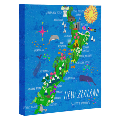 Joy Laforme New Zealand Map Art Canvas