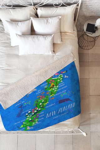Joy Laforme New Zealand Map Fleece Throw Blanket