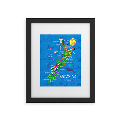 Joy Laforme New Zealand Map Framed Art Print