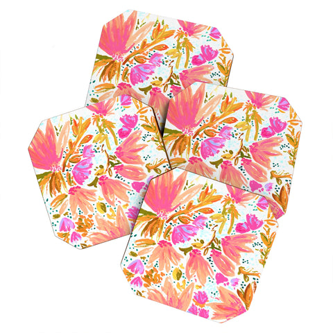 Joy Laforme Orange Blossom in Pink Coaster Set