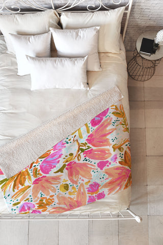 Joy Laforme Orange Blossom in Pink Fleece Throw Blanket