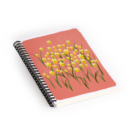 Joy Laforme Pansies in Gold and Coral Spiral Notebook