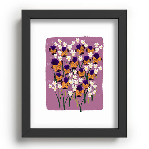 Joy Laforme Pansies in Ochre and White Recessed Framing Rectangle