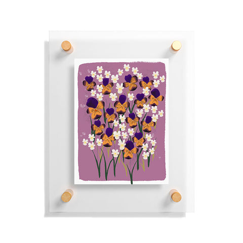 Joy Laforme Pansies in Ochre and White Floating Acrylic Print