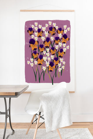 Joy Laforme Pansies in Ochre and White Art Print And Hanger