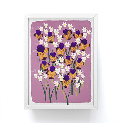 Joy Laforme Pansies in Ochre and White Framed Mini Art Print