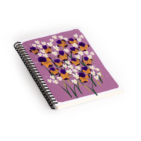 Joy Laforme Pansies in Ochre and White Spiral Notebook