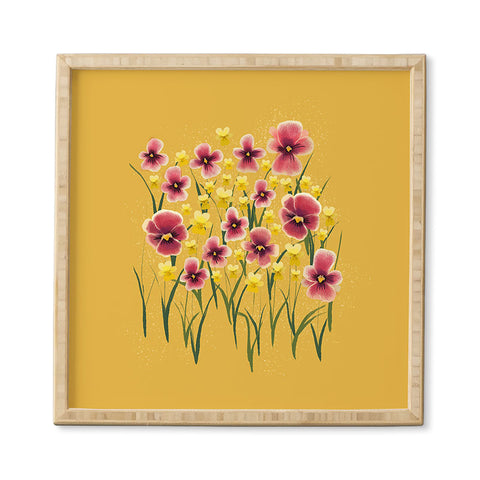 Joy Laforme Pansies in Pink and Chartreuse Framed Wall Art
