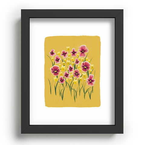 Joy Laforme Pansies in Pink and Chartreuse Recessed Framing Rectangle