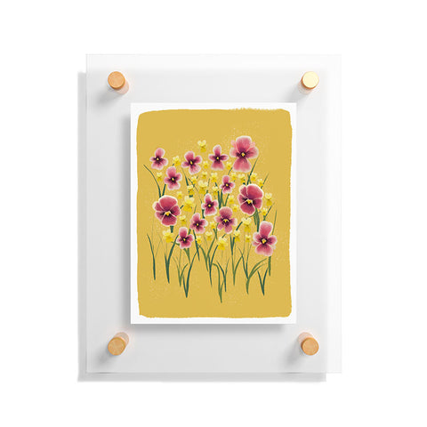 Joy Laforme Pansies in Pink and Chartreuse Floating Acrylic Print
