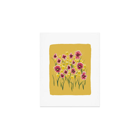 Joy Laforme Pansies in Pink and Chartreuse Art Print