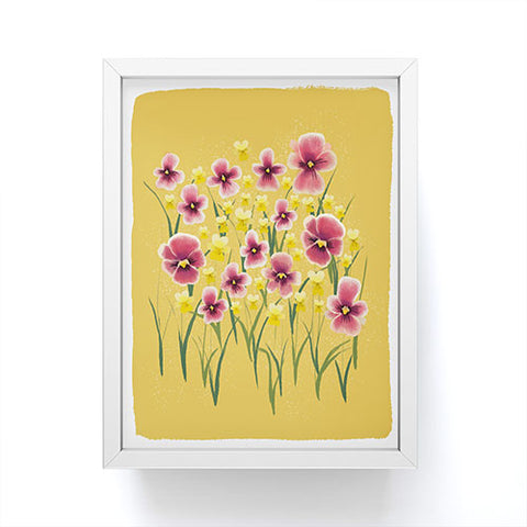 Joy Laforme Pansies in Pink and Chartreuse Framed Mini Art Print