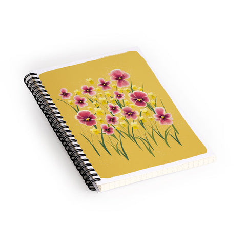 Joy Laforme Pansies in Pink and Chartreuse Spiral Notebook