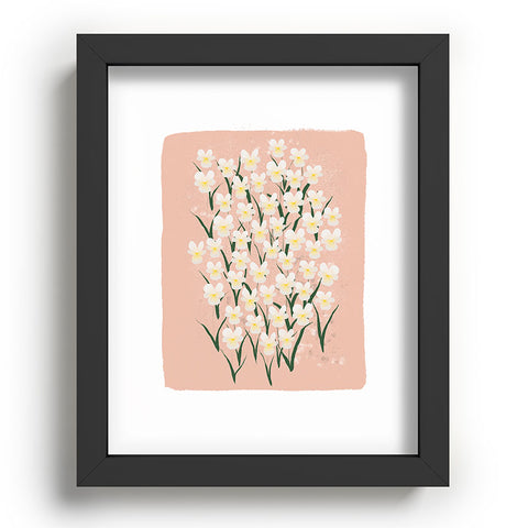 Joy Laforme Pansies in Pink and White Recessed Framing Rectangle