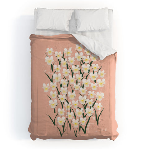 Joy Laforme Pansies in Pink and White Comforter
