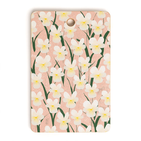 Joy Laforme Pansies in Pink and White Cutting Board Rectangle