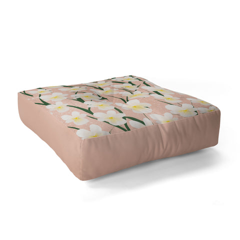 Joy Laforme Pansies in Pink and White Floor Pillow Square