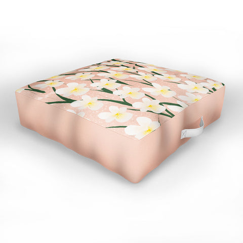Joy Laforme Pansies in Pink and White Outdoor Floor Cushion