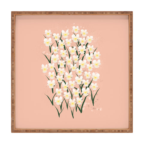 Joy Laforme Pansies in Pink and White Square Tray