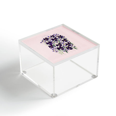 Joy Laforme Pansies in Purple and Yellow Acrylic Box