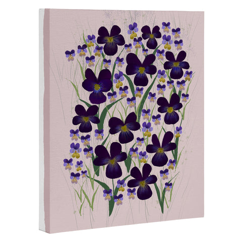 Joy Laforme Pansies in Purple and Yellow Art Canvas