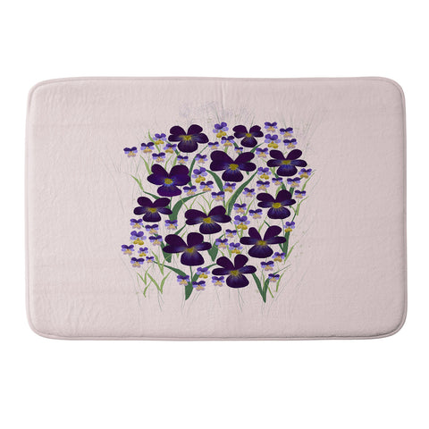 Joy Laforme Pansies in Purple and Yellow Memory Foam Bath Mat