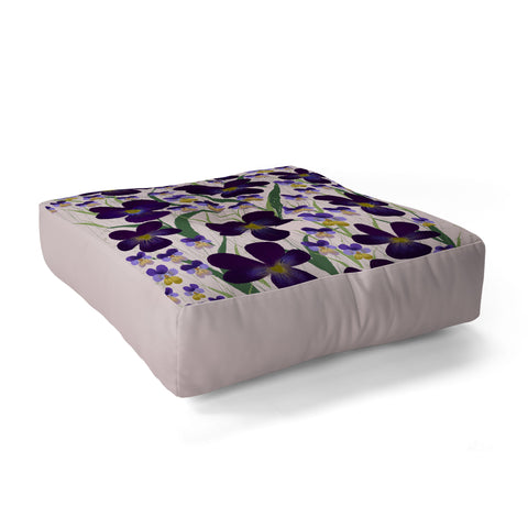 Joy Laforme Pansies in Purple and Yellow Floor Pillow Square
