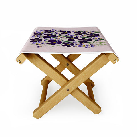 Joy Laforme Pansies in Purple and Yellow Folding Stool