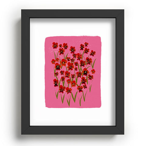 Joy Laforme Pansies in Red and Pink Recessed Framing Rectangle