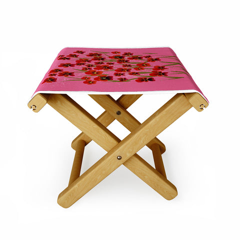 Joy Laforme Pansies in Red and Pink Folding Stool