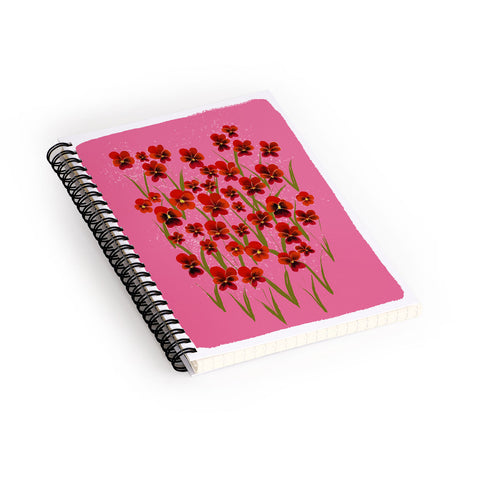 Joy Laforme Pansies in Red and Pink Spiral Notebook
