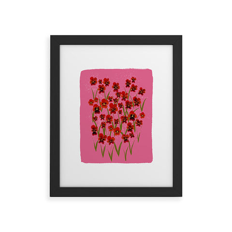 Joy Laforme Pansies in Red and Pink Framed Art Print