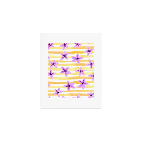 Joy Laforme Pansy Blooms On Stripes I Art Print