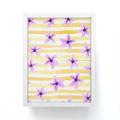 Joy Laforme Pansy Blooms On Stripes I Framed Mini Art Print