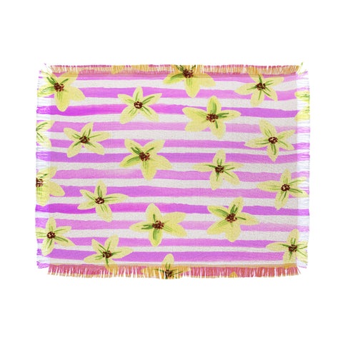 Joy Laforme Pansy Blooms On Stripes II Throw Blanket
