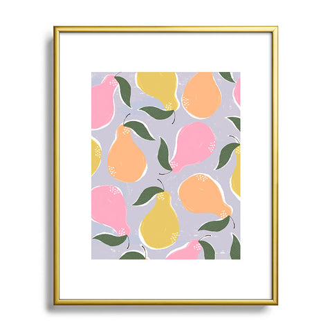 Joy Laforme Pear Confetti Metal Framed Art Print