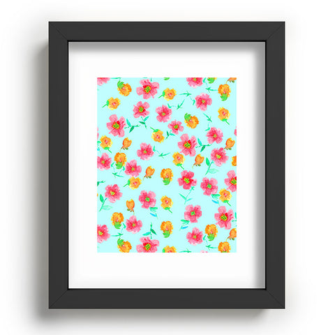 Joy Laforme Peonies And Tulips In Blue Recessed Framing Rectangle