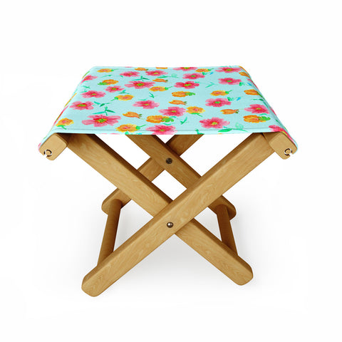 Joy Laforme Peonies And Tulips In Blue Folding Stool